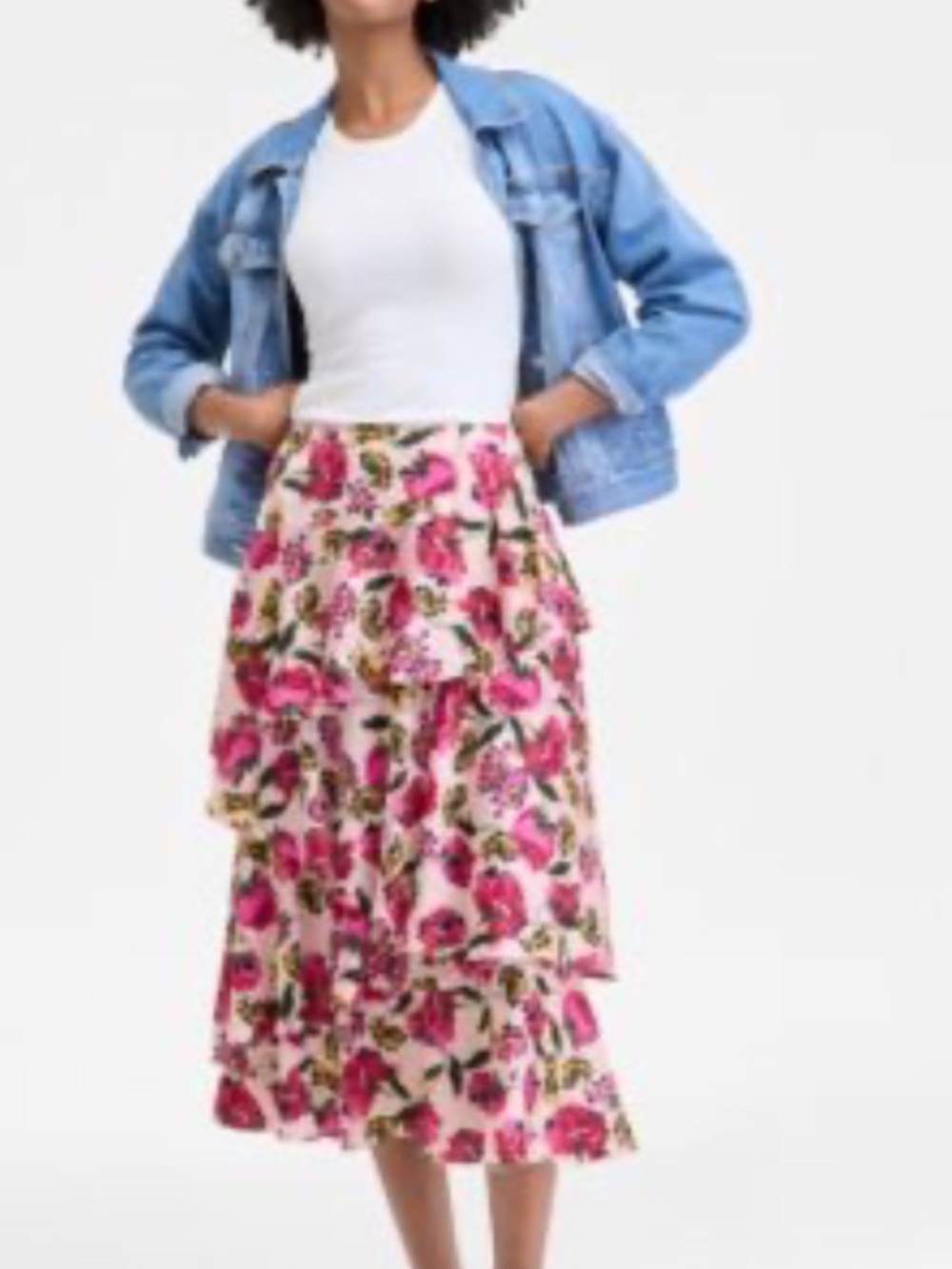NWT ON 34th Tiered Ruffle Midi Skirt,